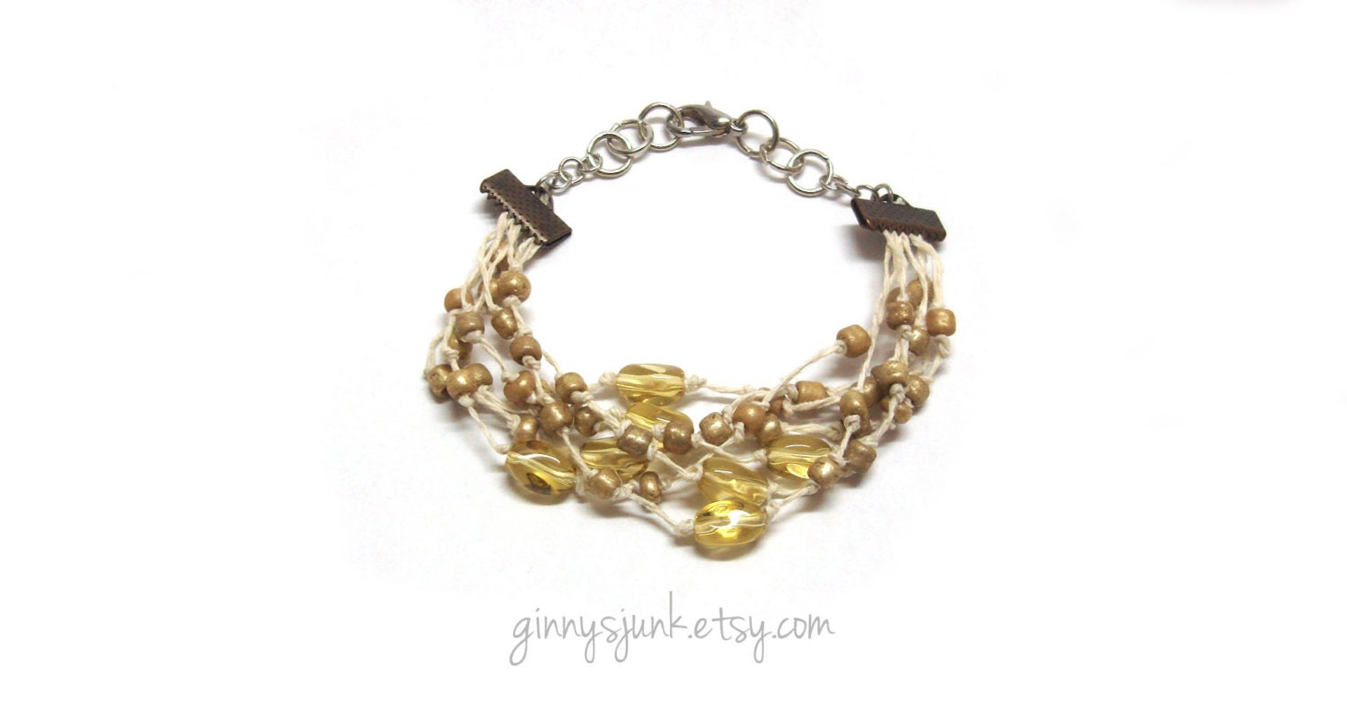Sunshine and Gold Dust Hemp Bracelet - Hemp Jewelry - Gifts for Her - Gifts Under 15