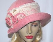 Pink, Cloche Hat,1920s hat, Flapper Hat, Downton Abbey, art deco hat
