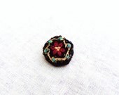 Folk art  hand embroidered brooch with beading and embroidered flower