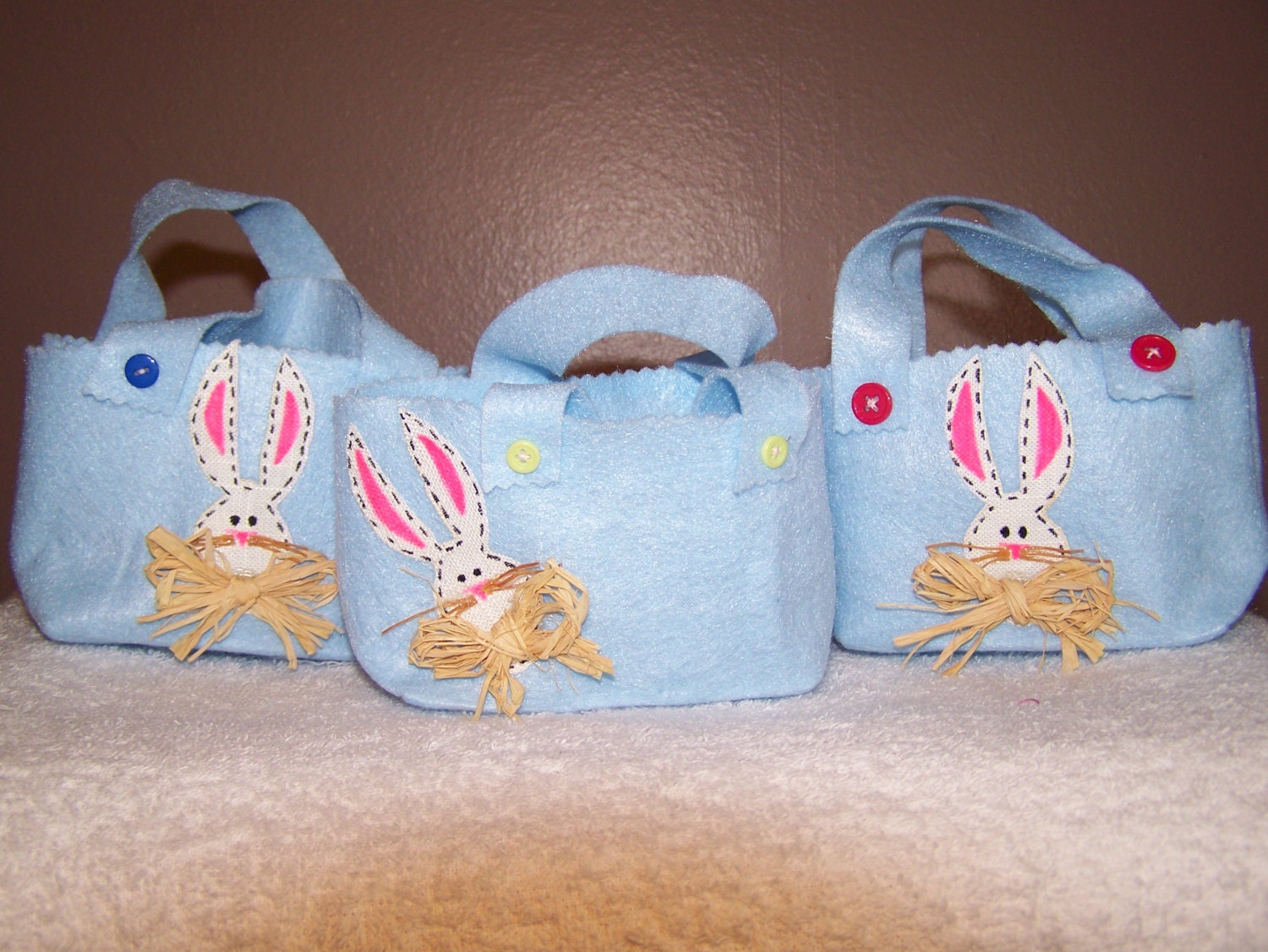 FELT EASTER BASKET Tote with Appliqued Linen Bunny