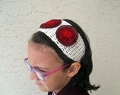 Crochet headband, in ivory and red, spring summer 2013, gift for her, gift for mom, mothers day gifts, children and adult hairband