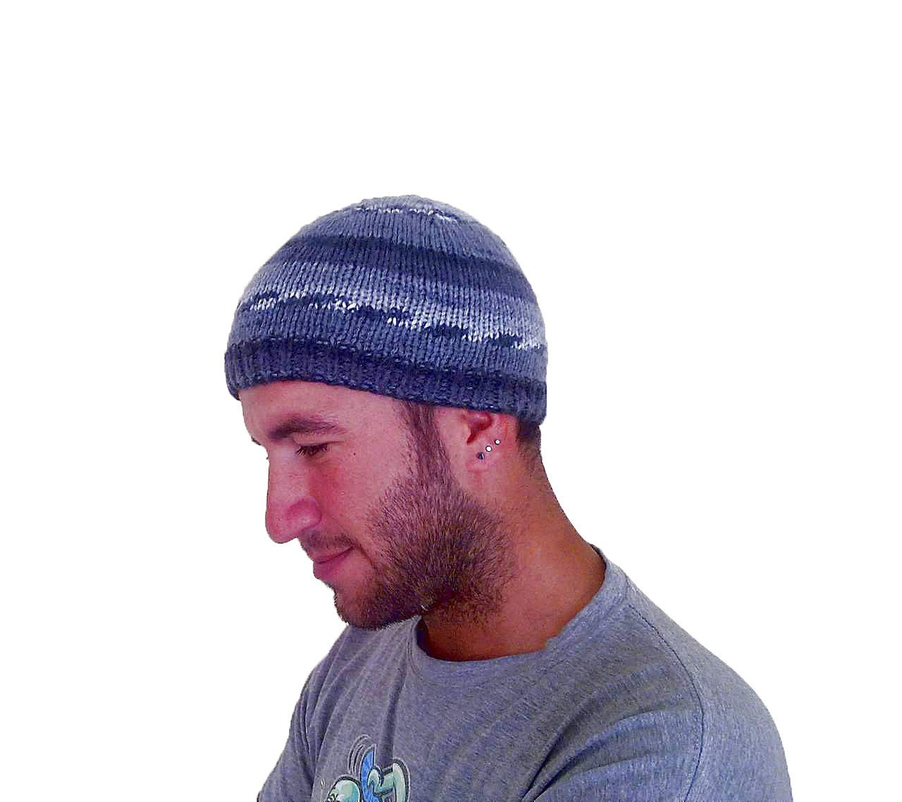 Knitting mens beanie, beret, hat, in grey shades, gift for him, fathers day gift, Winter 2013