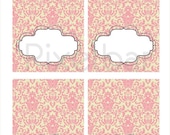 Happy Weekend Printable Pink Damask  Editable Place Cards No.1 Food Cards