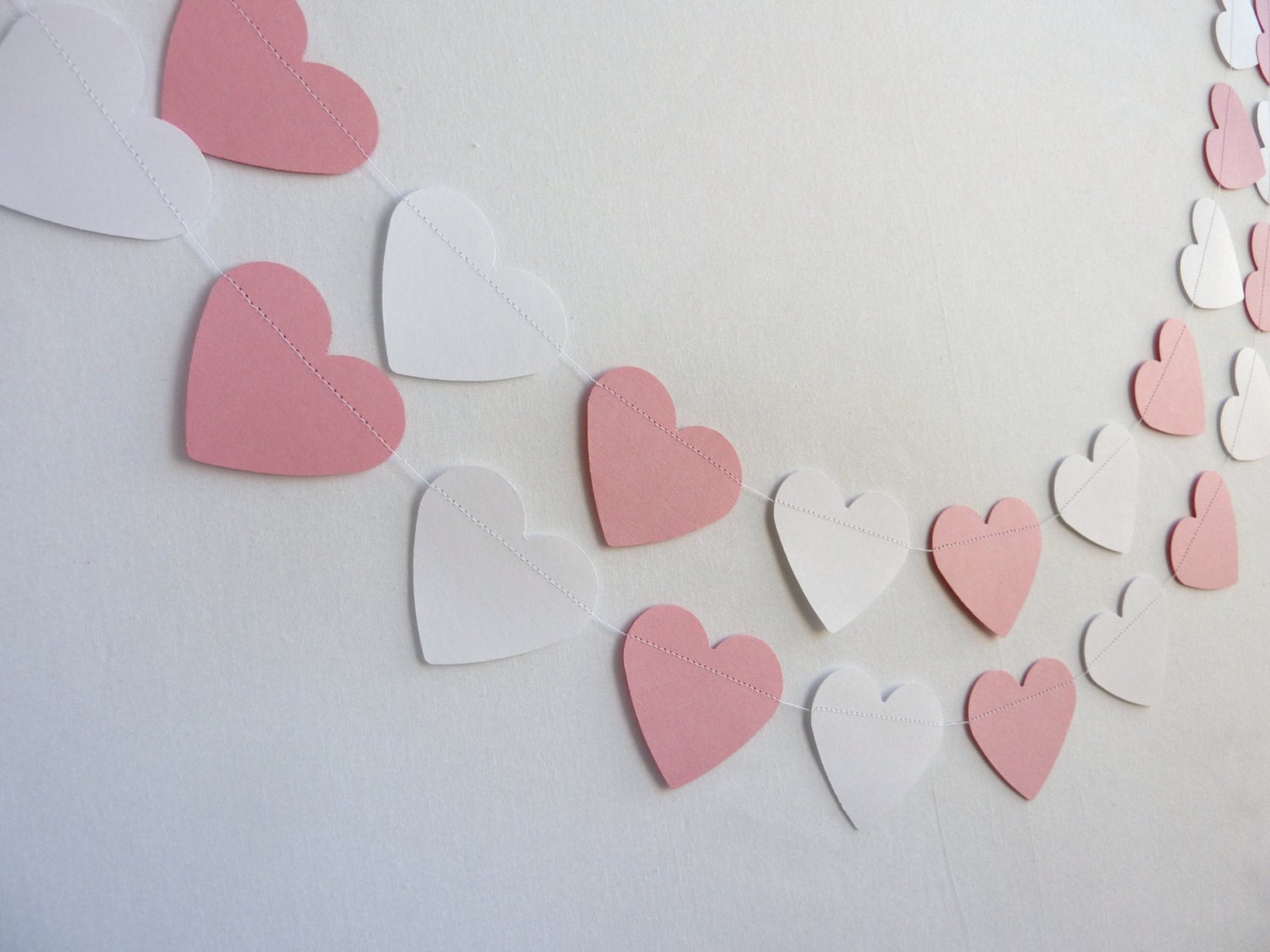 Heart Garland, Pink and White, Valentine Party Decoration, Wedding, Baby