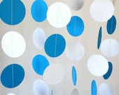 Blue and White Garland, Birthday Decorations, Fathers Day, Nursery, Baby Shower, Graduation