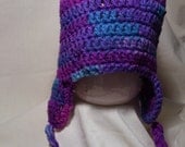 Purple baby beanie w/ ear flaps