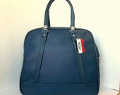 Vintage American Tourister slate blue carry on bag, Retro Hip Mad Men style weekender tote overnight soft side messenger bag valise