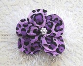 Purple Cheetah Hair Clip - Hair Flowers - Hair Clips - Animal Print Hair Clips - Purple Hair Flower - Hair Accessories