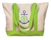 Monogrammed Canvas Boat Tote Bag Medium Size