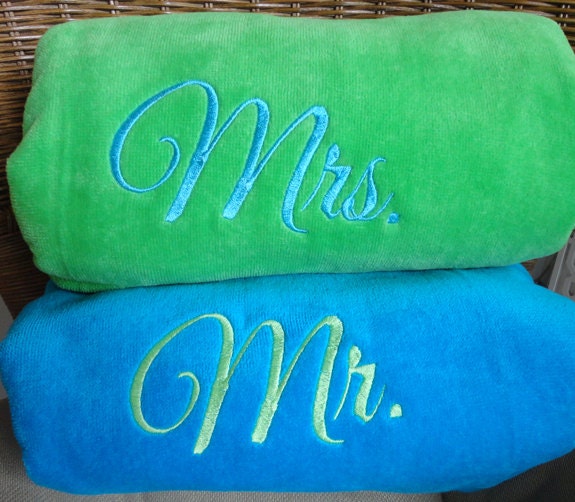 Mr and Mrs Beach Towel Wedding Shower Gift