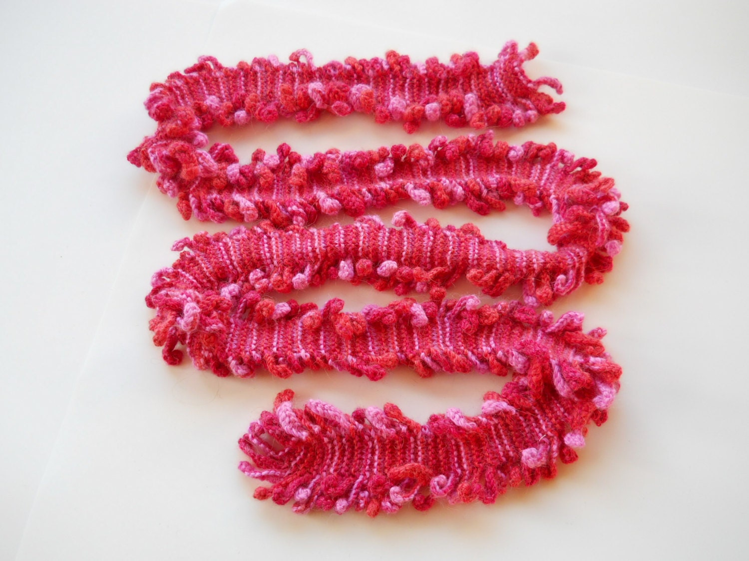 Scarf Knitting. Handmade in Pinks and Reds .  Ready to ship