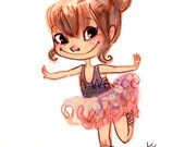Little Ballerina Ballet Girl Dress up Princess Cute Folk Print Whimsical Pop Art 8x10 by Natasha Wescoat