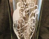 Anatomical Heart Body Part Custom Etched Pint Glass Halloween Greys Anatomy