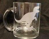 Velociraptor raptor Dinosaur Custom Etched Hot beverage Tea Coffee Mug