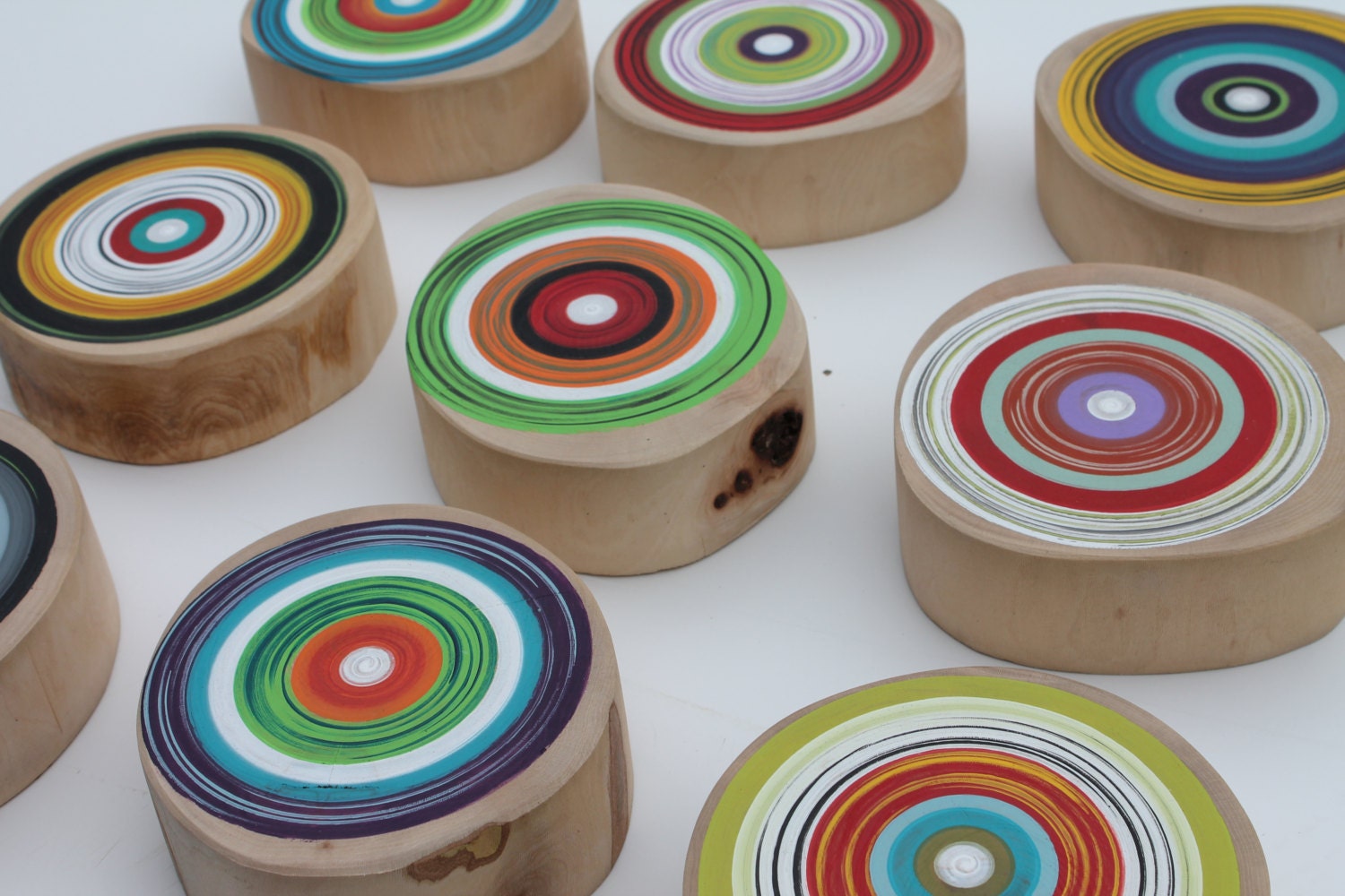 Set of 9 Eco Friendly Tree Rings made from Reclaimed Wood