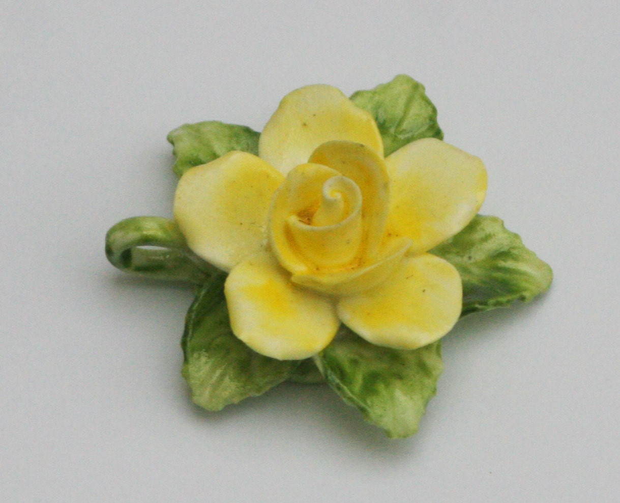 1950s Vintage China Yellow Rose Pendant