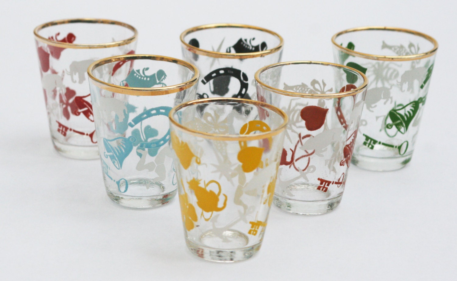 1960s Retro Lucky Charm Shot Glasses