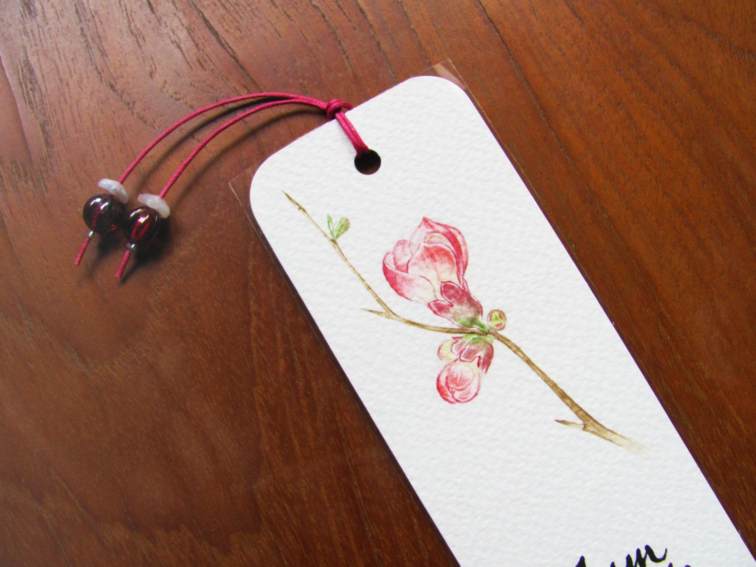Jane Eyre quotation bookmark, with handwritten calligraphy and watercolor flower - I am no bird