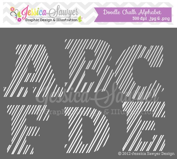 CLEARANCE - Doodle font - alphabet clipart - commercial use - card making - digital scrapbook - digital element INSTANT DOWNLOAD, Il_570xn