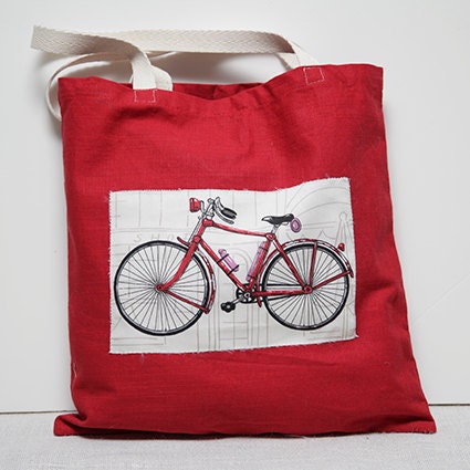 Red Tote Bag - Vintage bicycle