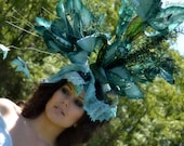 Giant  headdress,Seaweed,floral headpiece,crown,cosplay,headpiece, showgirl headdress, headgear, hat, headpiece, huge hat