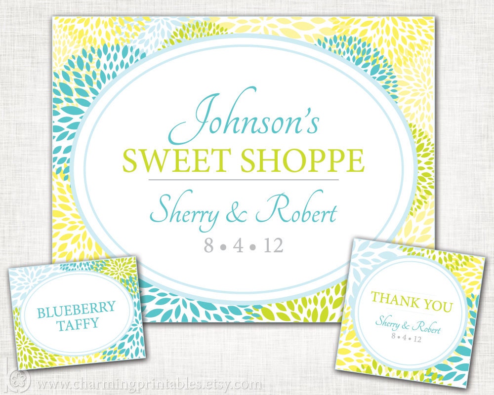 Floral Buffet Set - Custom Colors - PRINTABLE Custom Buffet Package (Buffet Labels, Buffet Sign, Buffet Tags) - Floral Collection