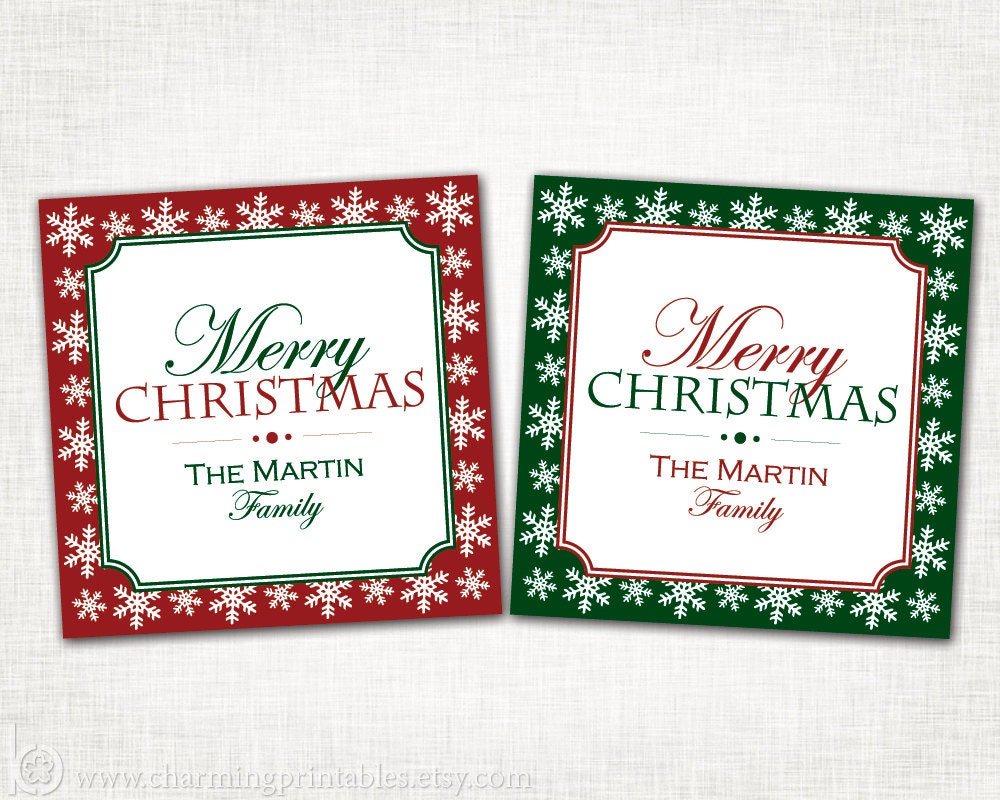 Christmas Gift Tag - Printable Gift Tag DIY Digital File - Merry Christmas Gift Tag Il_570xn