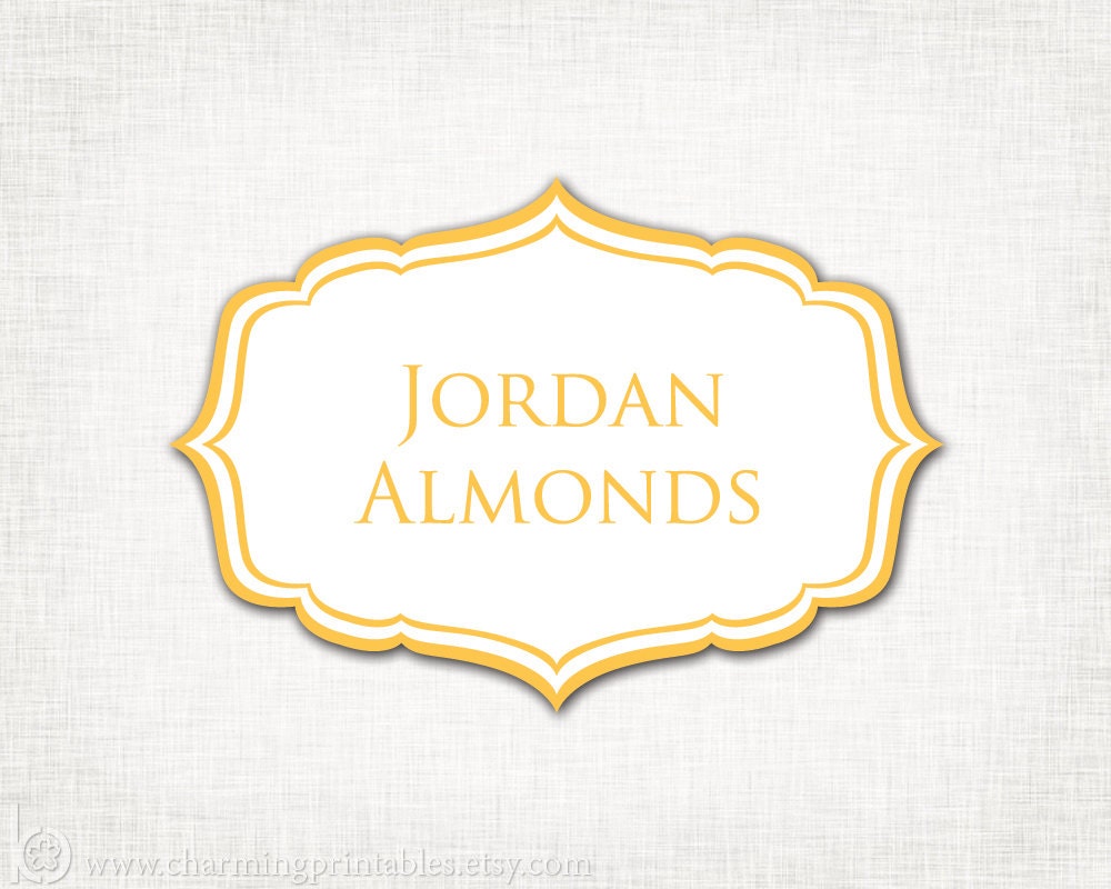 Orange Buffet Labels - PRINTABLE - 8 Elegant (Candy, Dessert, Popcorn, Snack, Ice Cream, Cookie...) Buffet Labels