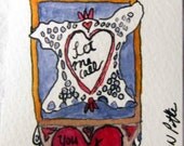 Valentine's Card ACEO original pen and ink drawing Let me Call you Sweetheart