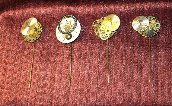 Buy jewelrywatches selection - Steampunk style watch faces and cogs pin brooches Selection B