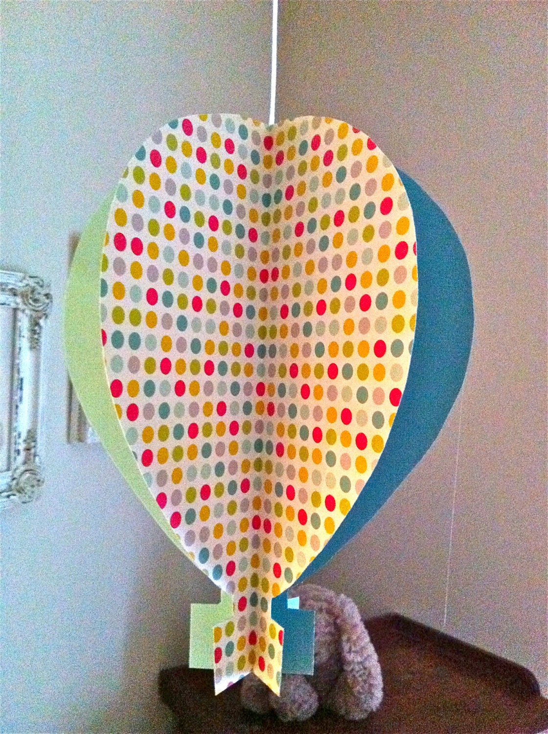Blue/Green Polka Dot Print Balloon Mobile