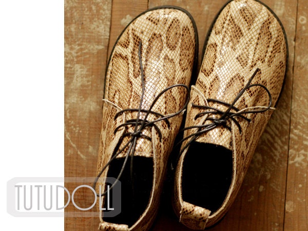 Snake Skin Pattern Vintage Inspired Fashion Handmade Handcrafted  Leather Shoes Oxford Brogue Monk