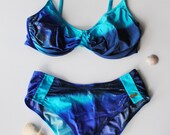 Retro Swimsuit // Underwire Bikini set // Two piece Swimwear // Bra style Bathers // Size 42 DD Cup