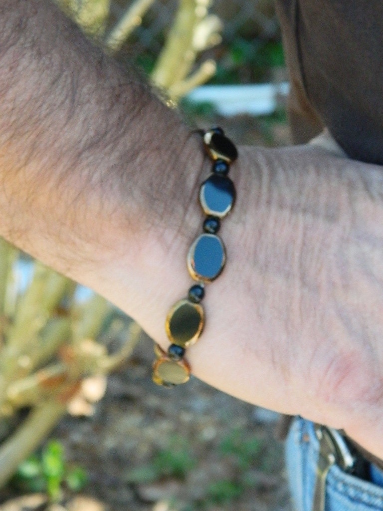 Mens black beaded bracelet
