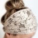 Lace headband, ladies headband, taupe lace, free shipping
