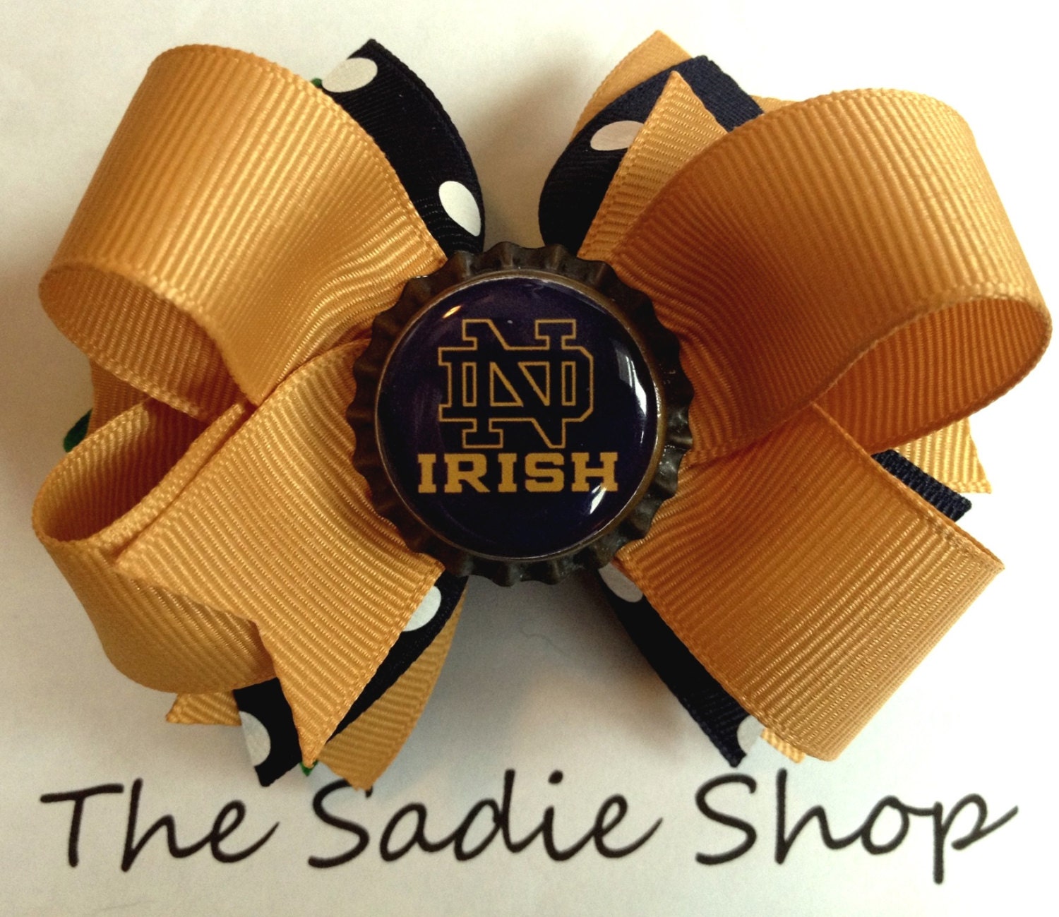 Notre Dame Boutique Bow - Fighting Irish Bow - Gold Notre Dame Bow
