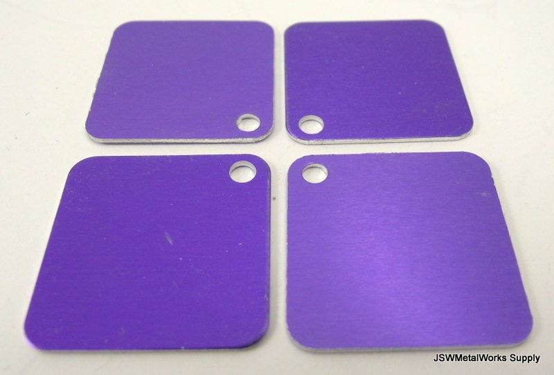 20 Purple Square Stamping Tags, Purple Anodized Aluminum Dog Tags, Blank Stamping Tags