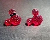 Tiny  Red Mouse Earrings Studs