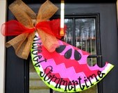 Summer Door Hanger, Chevron Door Decor Watermelon Welcome Sign, Summer Door Decoration, Summer Wreath