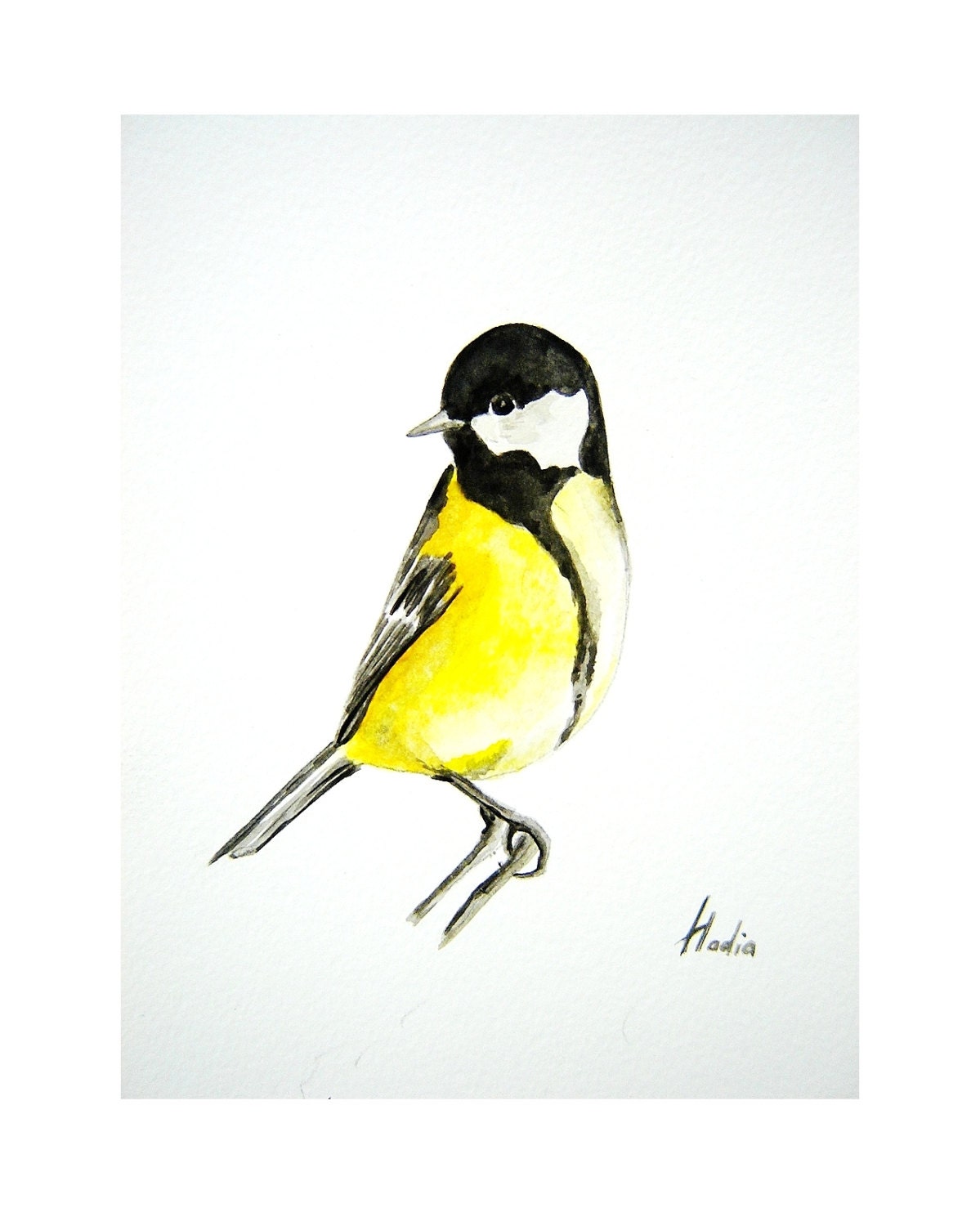 Original painting. Watercolor. Bird painting. Woodland.