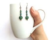 beaded dangle earrings // blue and green jasper jewelry