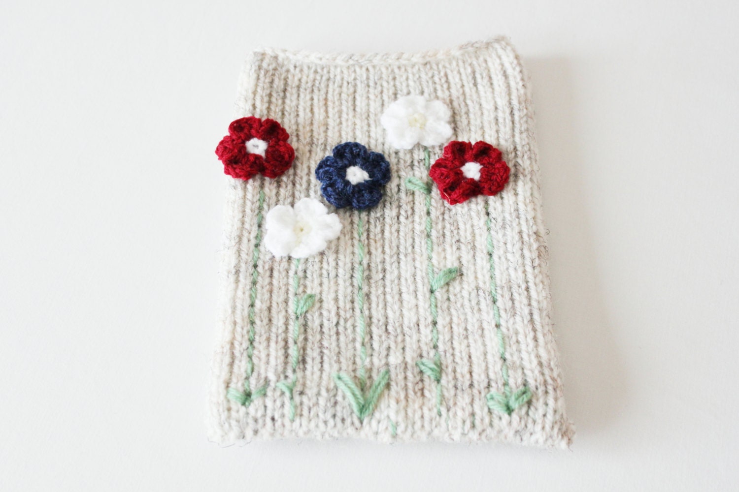 IPad mini cover - knitted mini ipad case - flower nexus case