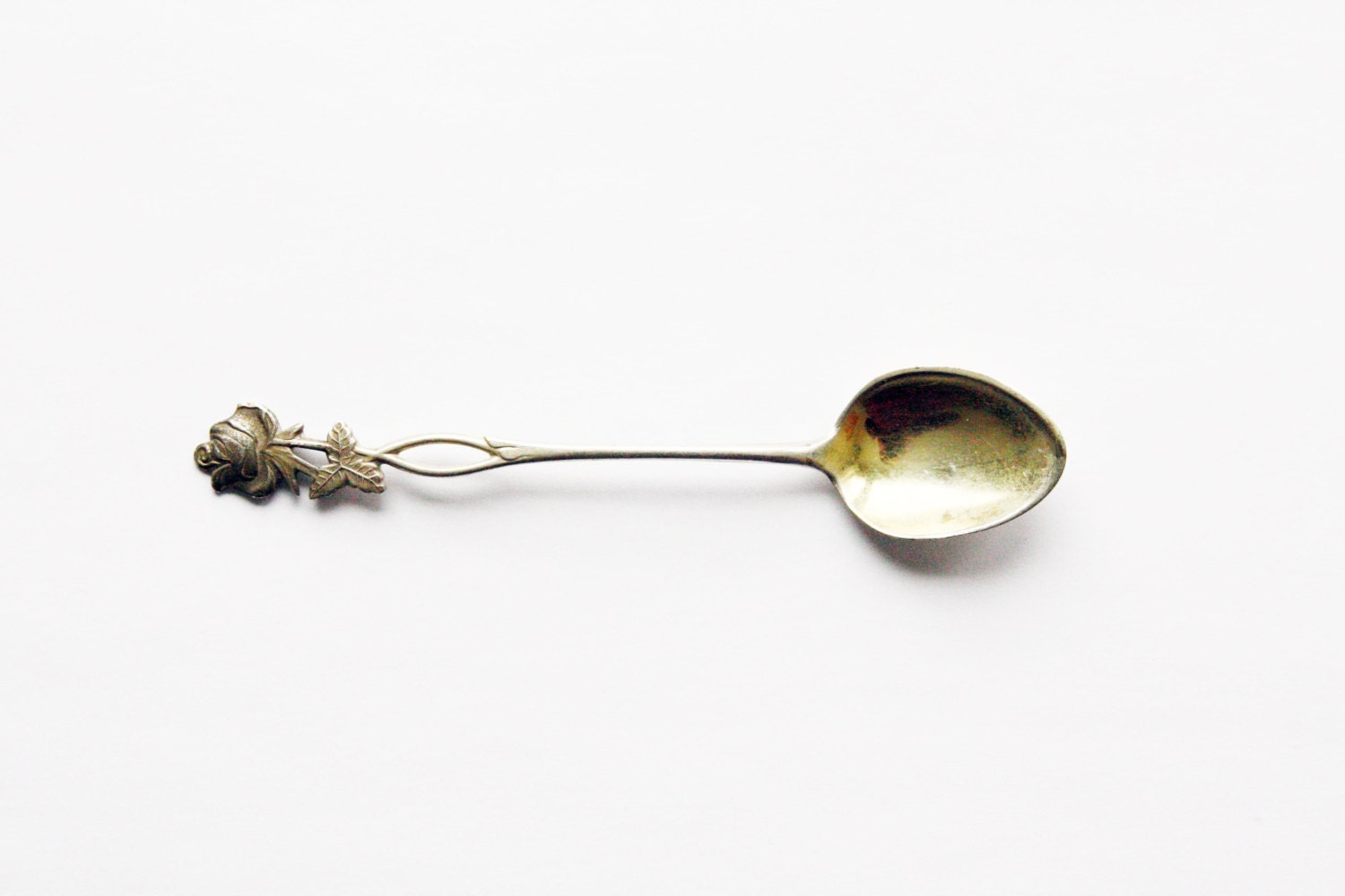 Vintage Finnish spoon with rose, Alpakka silver flatware for repurpose, upcycle, DIY spoon ring or pendant - Andolinaswishes