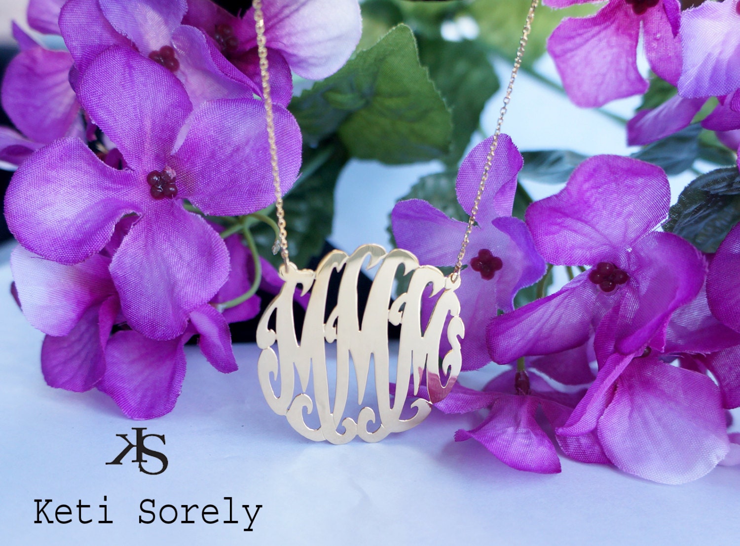 Handcrafted Monogram Initials Necklace Large (Order Any Initials) - 24K Gold overlay