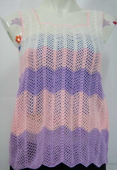 Crochet wearable , Women Top ,Tunic,   Made to order , Crochet blouse , Spring,  /  No.CB-11