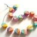 Rainbow Geometric  Wood Beads,Hand Painted Faceted Wood Beads,Do it Yourself Geometric necklace