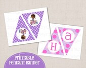 Adorable Stuffed Animal Doctor Girl's Birthday Party Printable DIY Pendant Banner "Happy Birthday" Il_170x135