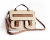 Tan Brown Leather Satchel, Beige Leather Handbag, Messenger Bag, Shoulder Bag, Business bag, Leather Briefcase
