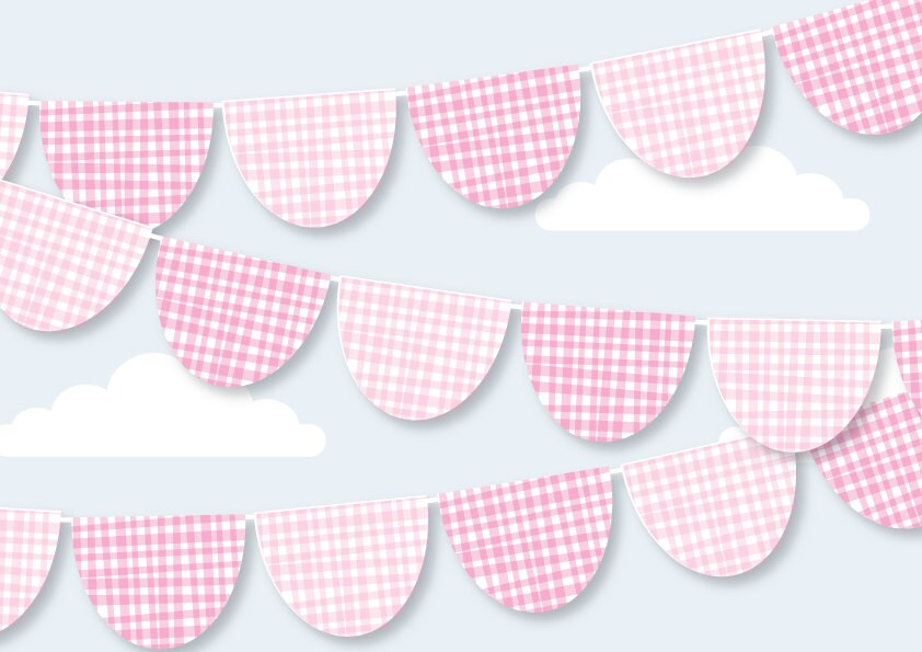 Items similar to PRINTABLE GINGHAM BUNTING - Party Decoration - Shades ...