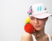 UTHA embroidered baby pink trucker hat / cap / Women's Fashion Head Accessory